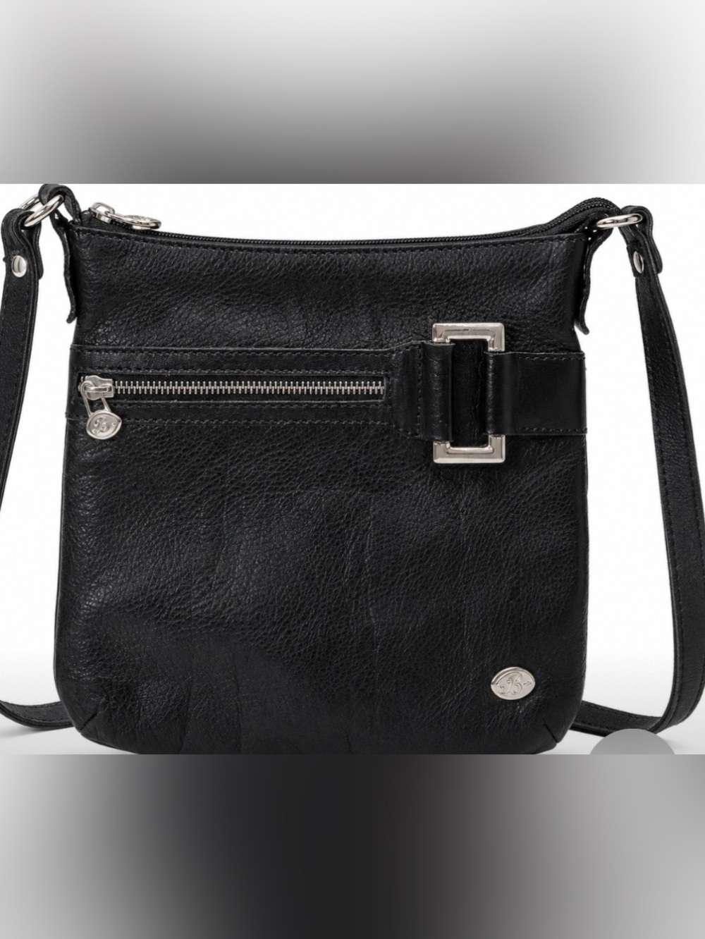 The Trend Italy Black Genuine Leather Crossbody Bag Silver Hardware Minamilst